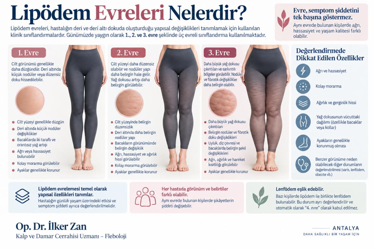 Lipödem evreleri 1 2 ve 3. evre bacak görünümü